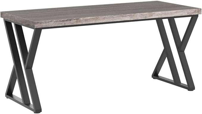 Tribesigns Writing Computer Desk 55 inch Heavy Duty Study Desk with Z-Shaped Metal Leg Modern Simple Home Office Computer Desk Grey