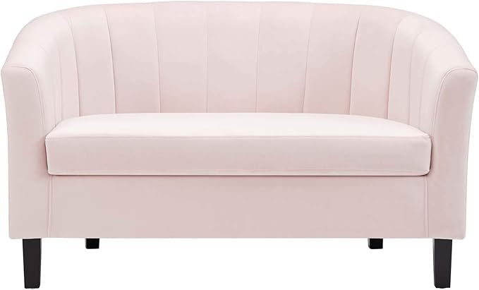 Modway Prospect Channel Tufted Performance Velvet Loveseat Pink