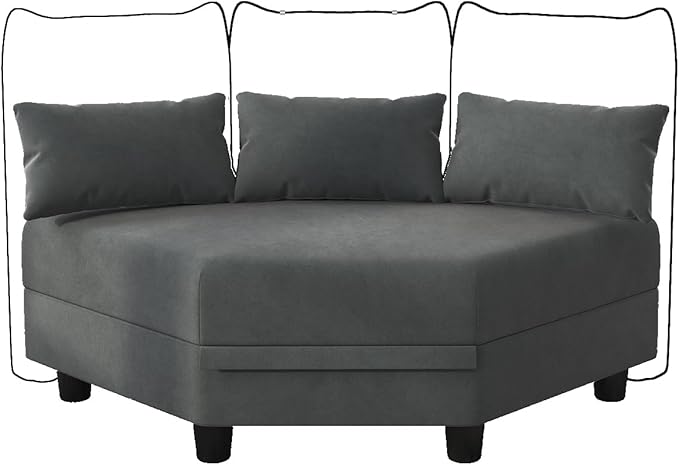 LLappuil Modular Corner Sectional Sofa Couch Storage Seats Storage Hexagonal Ottoman Modules and Six Sides Seat for Modular Sectional Sofa Couch for Living Room Grey