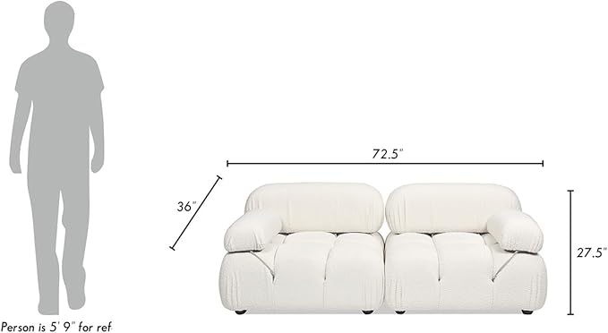 Jennifer Taylor Home Marcel 72.5 Bubble Modular Modern 2-Piece Loveseat Sofa