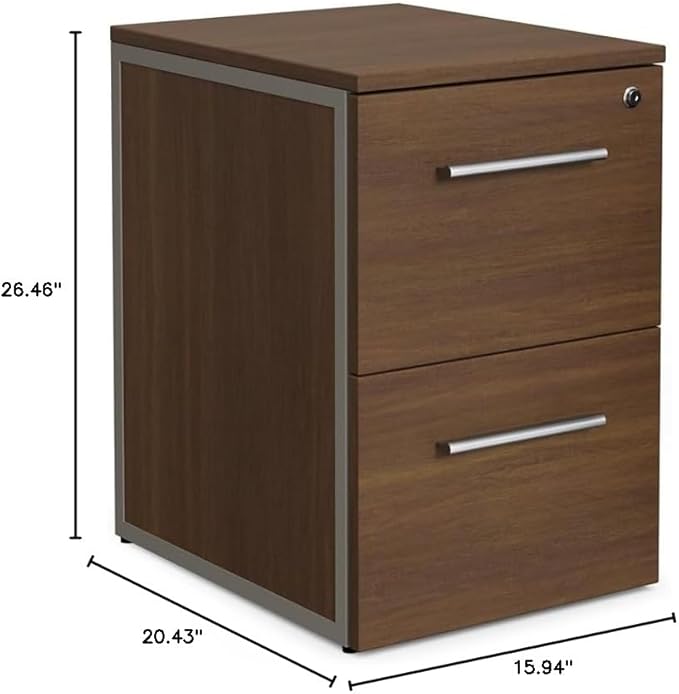 NBF Walnut Wood Locking File Cabinet with Drawers for Office Storage