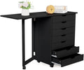 Office File Cabinets 7-Drawer Wood Filing Cabinet Mobile Storage Cabinet Gate Leg Roll Cart with Desk for Home Office Furniture Filing Cabinets for Home Office
