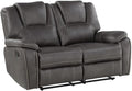 Steve Silver Katrine Charcoal PU Manual Love Seats Two Built-in Recliners Luxurious Padded Charcoal Faux-Leather Baseball Stitching 62 L x 36 W x 39 H Grey