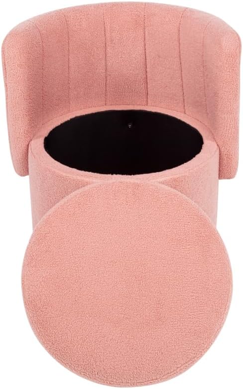 Stylish and Minimalist Teddy Fleece Single Sofa Chair with Arms and Pillow Armchair Accent Chair for Living Room Bedroom StudyGrey (Pink + Boucle)