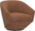 Pemberly Row Modern Upholstered Accent Swivel Chair Rust Finish 31.5 W x 31.5 D x 28 H 100% Woven Polyester Fabric Fully Padded Frame 360-Degree Swivel Cozy Living Room or Bedroom Seating