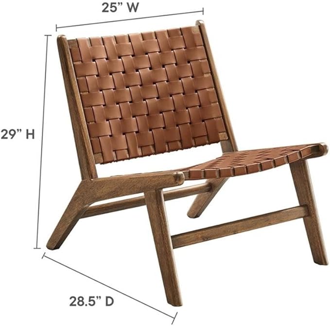 Modway Saoirse Faux Leather Wood Accent Lounge Chair in Walnut Brown