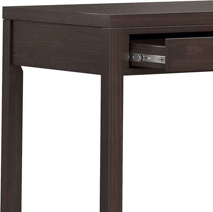 SIMPLIHOME Hollander Desk - 72 Inch Wide Solid Wood Writing Desk in Warm Walnut Brown Contemporary Modern Home Office Computer Table for Study with 2 Drawers and Flip-Down Keyboard Tray