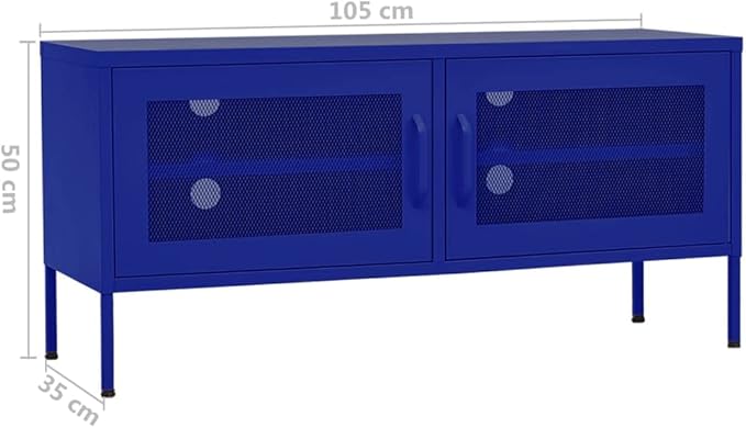 vidaXL Navy Blue Steel TV Cabinet Medium Rectangular Industrial Levelers