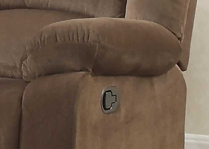 AC Pacific Bill Collection Modern Fabric Upholstered Living Room Reclining Loveseat with Padded Pillow Top Armrests Brown (Bill-Brown-DRL)