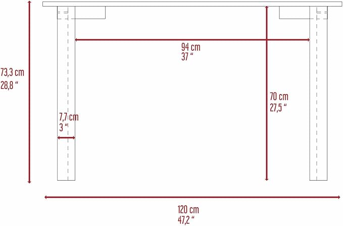 Mahogany Rectangle Writing Desk with Steel Legs - Modern Office Desk for Home and Study
