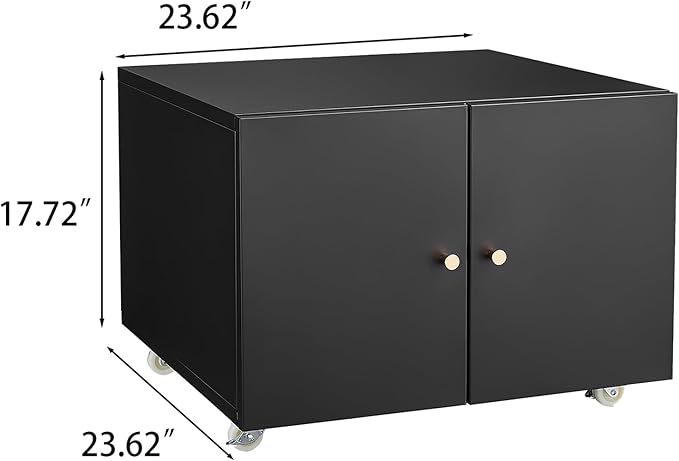 2-Door Lateral File Cabinet Mobile Filing Under Desk Storage Organizer with Wheels Printer Stand &amp Shelves for Small Spaces Home Office Organization Black