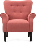 Modern Style Lounge Chair for Living Room | Stylish Wide Armchair Tufted High Backrest with Padded Arms &amp Deeply Thick Cushioned Seat | Durable Wood Manufactured | Aesthetic LookCinnamon Pink Col