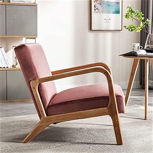 Classic Comfortable Modern Boho Velvet Upholstered Lounge Armchair for Living Room Reading Bedroom Office and Small Spaces Rose