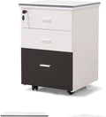 Office Desk Organizer Wooden Mobile File Cabinet with Lock and Drawers Lockable Pedestal with Adjustable Hanging Rails Black+White(White+Black)