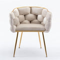 Luxury Modern Simple Leisure Velvet Single Sofa Chair Bedroom Lazy Person Household Dresser Stool Manicure Table Back Chair (Beige + Velvet)