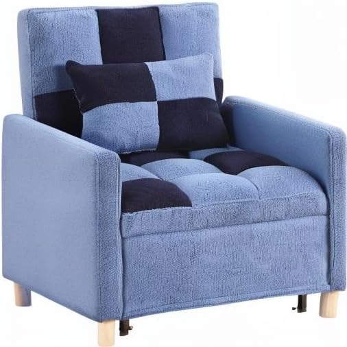 3-in-1 Convertible Chair Bed Teddy Fabric Multi-Functional Single Armchair Sofa Bed with Adjustable Backrest Pull Out Sleeper Chair