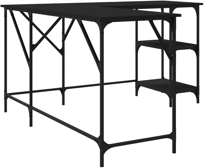 Desk Black 139x139x75 cm Engineered Wood|Computer DeskOffice Work DeskLapT O P Table for student and workerStudy TableWriting Desk for BedroomHomeOffice