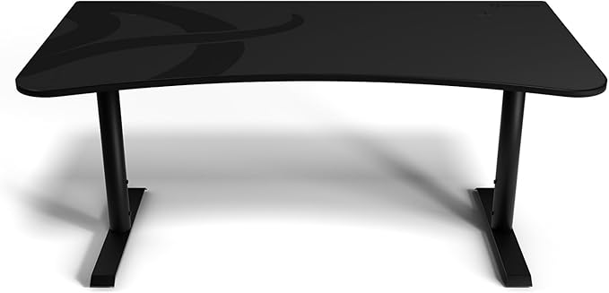 Arozzi Arena Ultrawide Curved Gaming and Office Desk with Full Surface Water Resistant DeskMat Custom Monitor Mount Cable Management Cut Outs Under The Desk Cable Management Netting - Dark Grey