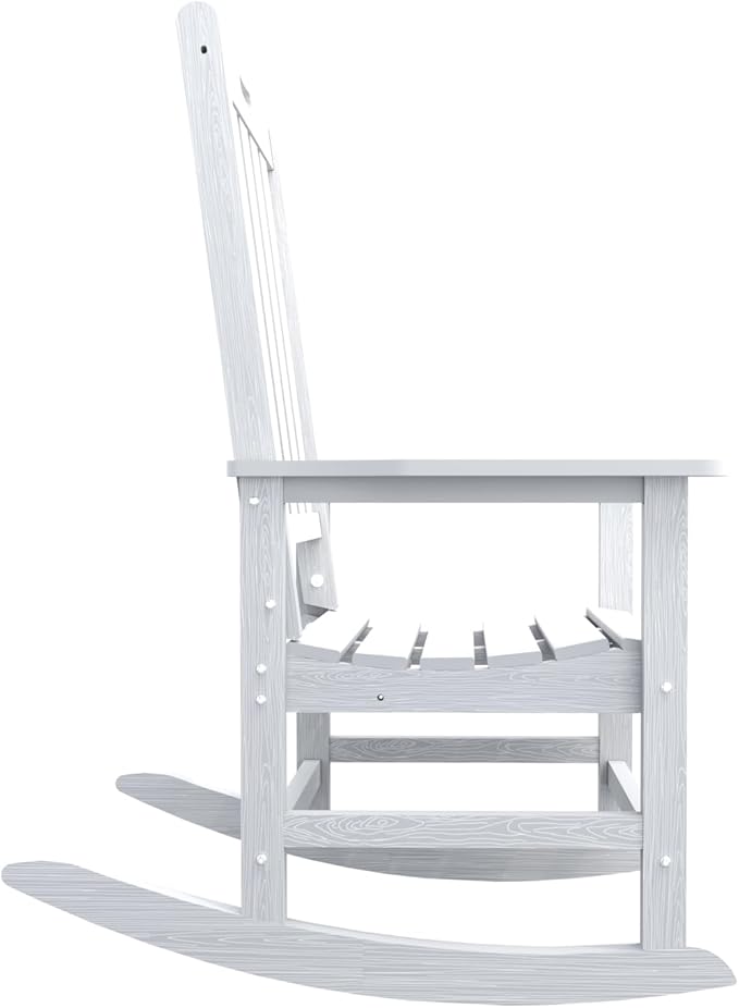 Oversized Rocking Chair Set of 4 Outdoor Rocking Chair for Adults All Weather Resistant Porch Rocker for Lawn Garden White