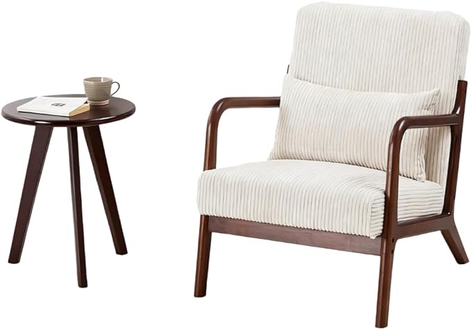 Mid-Century Modern Accent Chair Arm Chair Living Room Chairs with Pillow Upholstered Reading Chair with Solid Wood Frame &amp Living Room Bedroom Balcony