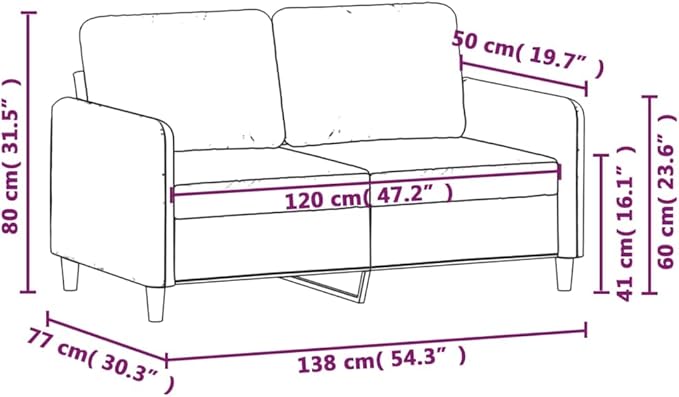 vidaXL 47.2 Durable 2-Seater Sofa in Dark Grey Velvet