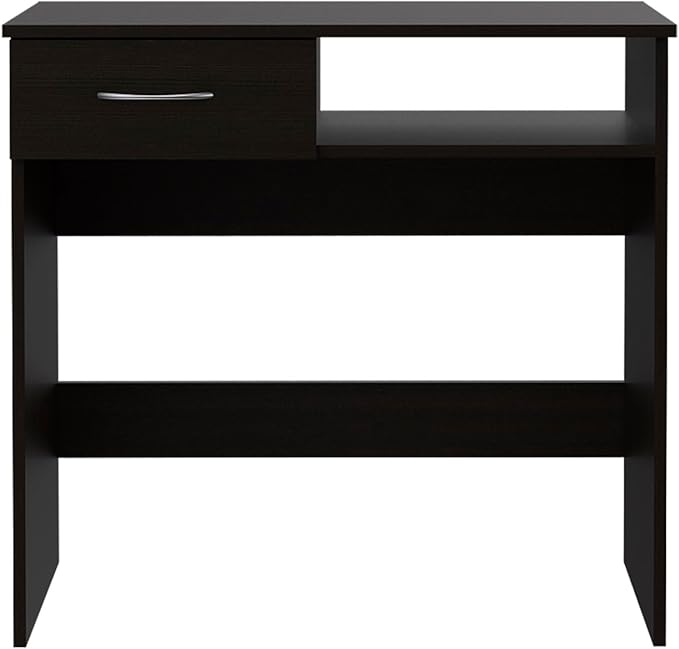 Home Office Set - Compact Desk &amp Bookcase Combo with Single Drawer Keyboard Tray - Black