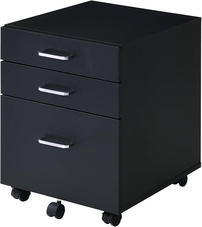 Modern 3 Drawer Small File Cabinet with Lock Under Desk Locking Storage Drawers Organizer for Home Office Filing CabinetsBlack