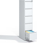 5 Drawer Small File Cabinet with Lock Under Desk Storage Cabinet Organizer Filing Cabinets for Home Office Locking DrawersWhite