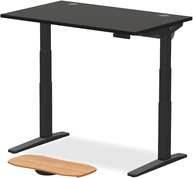 UPLIFTDESK V3 2-Leg Black Laminate Wood Standing Desk – Adjustable Height Advanced 1-Touch Memory Keypad Under Desk Cable Management Wire Grommets &amp Rocker Board (Black C-Frame 48 x 30 inch)