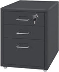Metal Mobile File Cabinet with Lock Casters - 3 Drawer Under Desk Metal Locker Cabinet for Office Organization