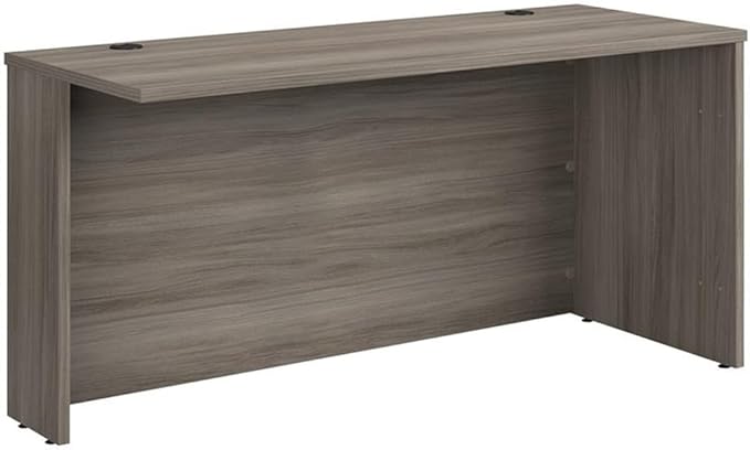 Pemberly Row Engineered Wood Computer Desk Elm/Brown Finish 60 x 24 Durable 1 Thick Top Scratch Resistant Surface Cord Management Grommets Adjustable Levelers Professional Office Desk