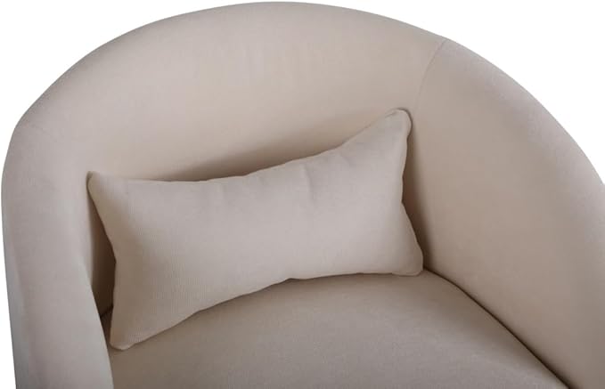 Swivel Accent Chair Swivel Barrel Chair with Pillow 360 Degree Swivel Armchair Round Club Chair for Living Room Bedroom Office Lounge (Beige+Linen)