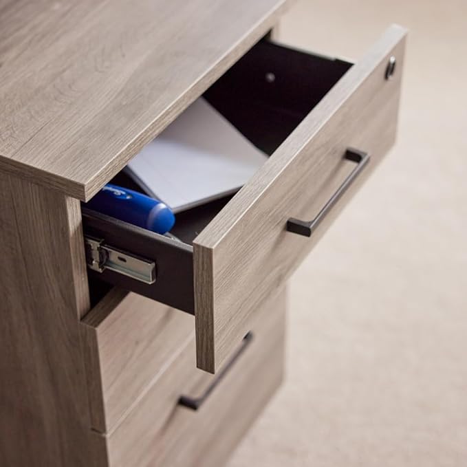 NBF Cortez 3 Drawer Mobile File Pedestal - Locking File Cabinet with Anti Tip Mechanism - Letter and File Organizer with Durable Melamine Finish 16.1 W Brazilian Walnut