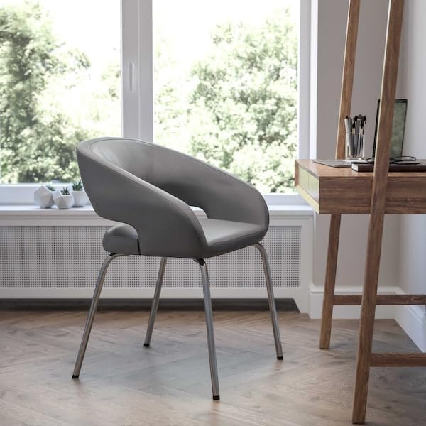 Flash Furniture Fusion Series Contemporary Gray LeatherSoft Side Reception Chair