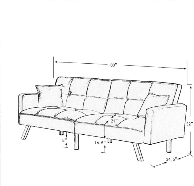 Legend Vansen 80'' Velvet Love seat Convertible Futon Two Pillows Sleeper Couch with 3 Adjustable Backrests Sofa Bed Large Sleeping Area Sofabed Green