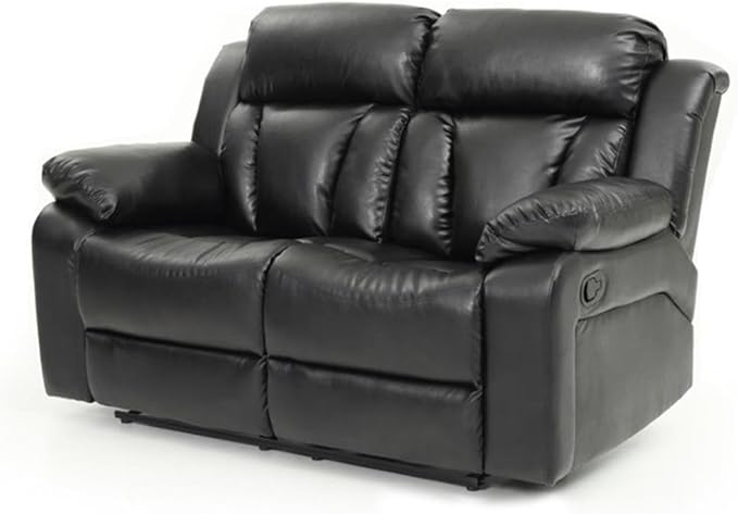 Glory Furniture Daria Faux Leather Reclining Loveseat in Black