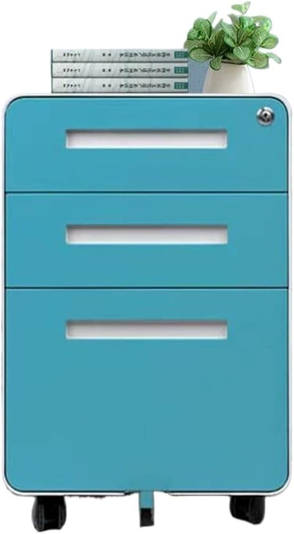 Removable File Cabinet Under Desk Storage Cabinet Filing Cabinet Three Drawer Office Cabinet with Locking Drawer Cabinet (Color : Blue)