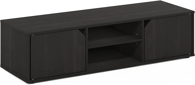 Furinno CLASSIC TV Stand Petite 2-Tier Entertainment Center with Open Shelf and Door Cabinets TV Console for TV up to 55 Inch for Living Room Bedroom Espresso