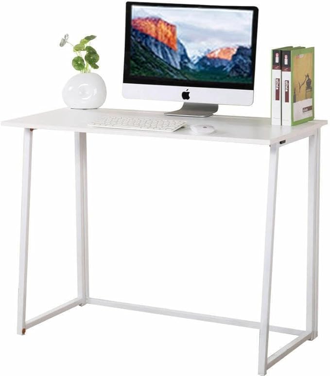 Folding Small Desk - Versatile Laptop Study Writing Table - White - Space-Saving Design - Perfect for Home Office