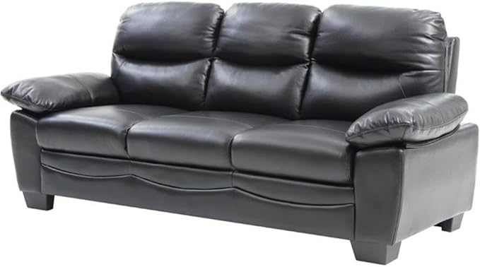 Glory Furniture Marta Faux Leather Sofa in Black