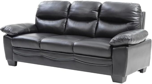 Glory Furniture Marta Faux Leather Sofa in Black