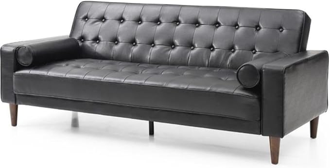 Glory Furniture Andrews Faux Leather Sleeper Sofa in Black