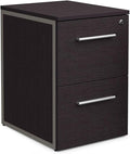 NBF Office Files Pedestal Cabinet - Two Drawer File Cabinet with Lock - Espresso Laminate Office Filing Cabinets - 26.46 H Modern Mobile File Cabinet Document Storage