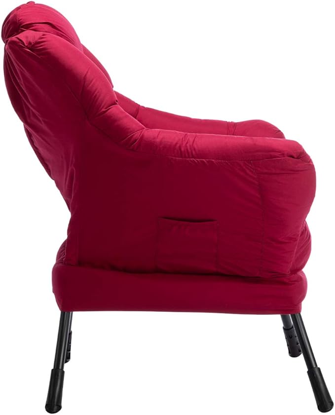 HollyHOME Lazy Chair with Armrest and Side Pocket Comfy Accent Lounge ChairLeisure Sofa Armchair for Living Room Bedroom Dorm or Small Spaces Oversized Reading Sofa Chair Burgundy