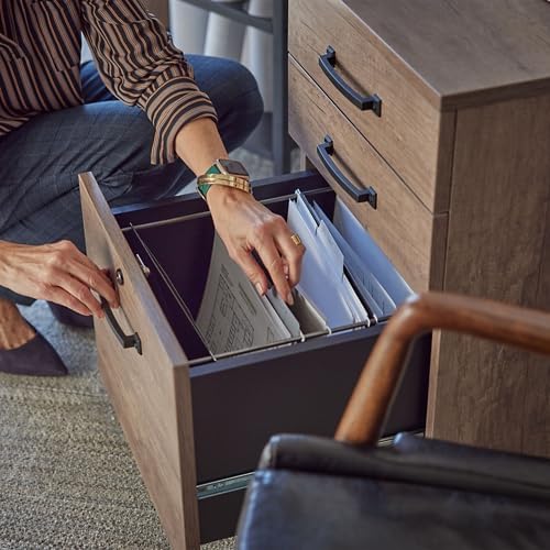 NBF Walnut Wood Locking File Cabinet with Storage Drawers for Office