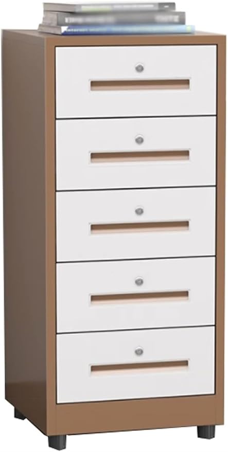File Cabinet 5 Drawer File Cabinet Vertical Filing Cabinet Organizer File Cabinet with Lock Under Desk Storage(Color:Coffee Color)