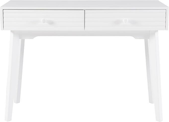 Powell Cason White Wooden Two Drawer Ripples Desk