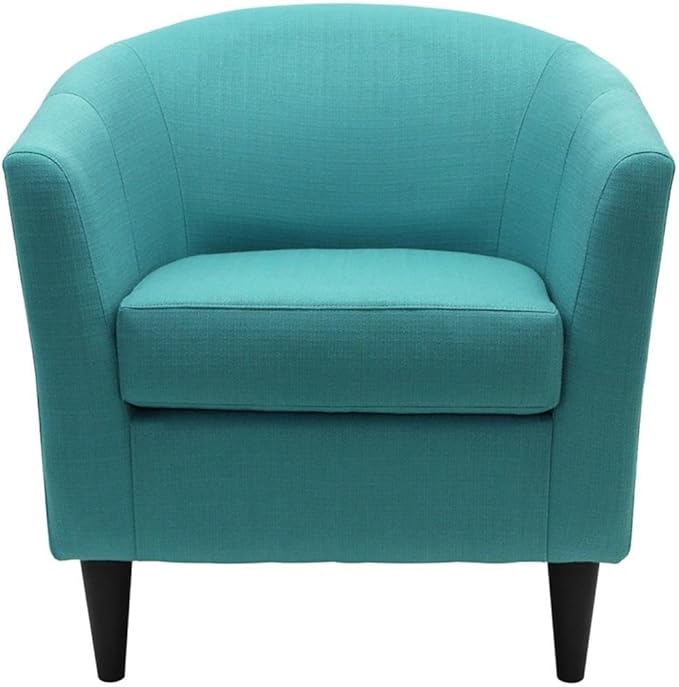 Pemberly Row Traditional Fabric Club Chair 32 H x 30.5 W x 27.5 D Polyester Upholstery Caribbean Blue Finish Padded Seat Classic Accent Chair for Living Room or Home Office