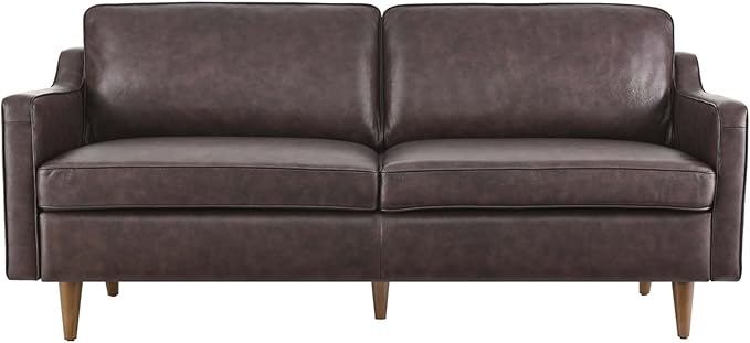 Modway Impart Upholstered Genuine Leather Sofa in Brown