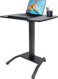 Mobile Standing Desk Height Angle Adjustable Rolling Desk Standing Laptop Desk with Brake Casters Standing Rolling Desk Portable Desk for Home Office School Black